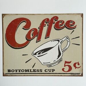 Vintage Retro Tin Metal Coffee Sign Wall Decor Coffee Bar